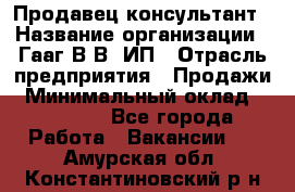 Продавец-консультант › Название организации ­ Гааг В.В, ИП › Отрасль предприятия ­ Продажи › Минимальный оклад ­ 15 000 - Все города Работа » Вакансии   . Амурская обл.,Константиновский р-н